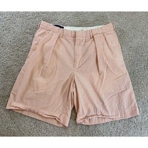 Polo Golf Ralph Lauren Chino Shorts Mens Size 34 Pink White Stripes Pleated